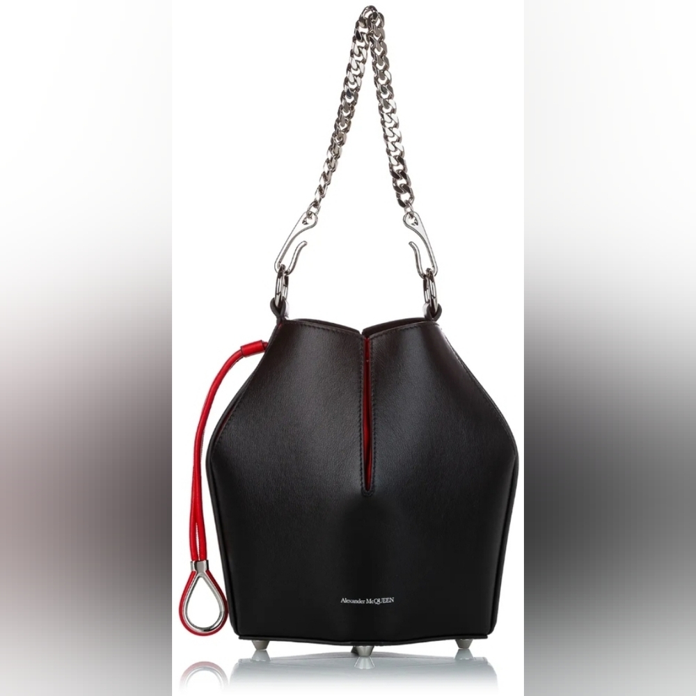 Alexander McQueen The Bucket Bag Black Calf Leather Small. Sold Out Everywhere!!